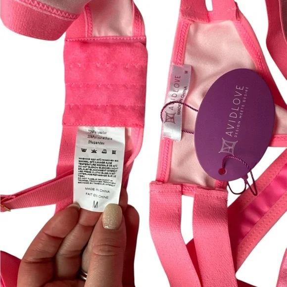 NWT Avidlove - Faux Leather Bra and Panty Set (5 pieces) - Picture 8 of 11